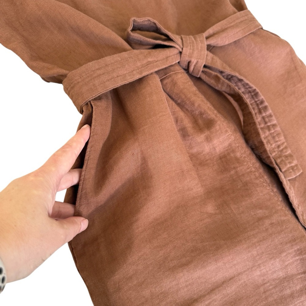 Everlane Linen Side Button Jumpsuit Brown Sz 6 - Picture 5 of 11